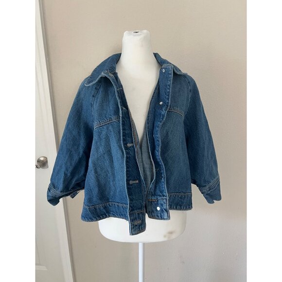 ZARA gently used babydoll cropped oversized denim jacket SMALL/MEDIUM - Picture 2 of 7